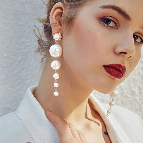 Pearl Beads Dangle Earrings