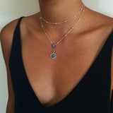 Rose Flower Layers Necklace